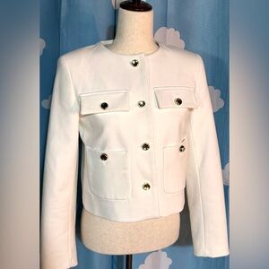 Zara Jackie O Chanel-esque white jacket with gold buttons. S